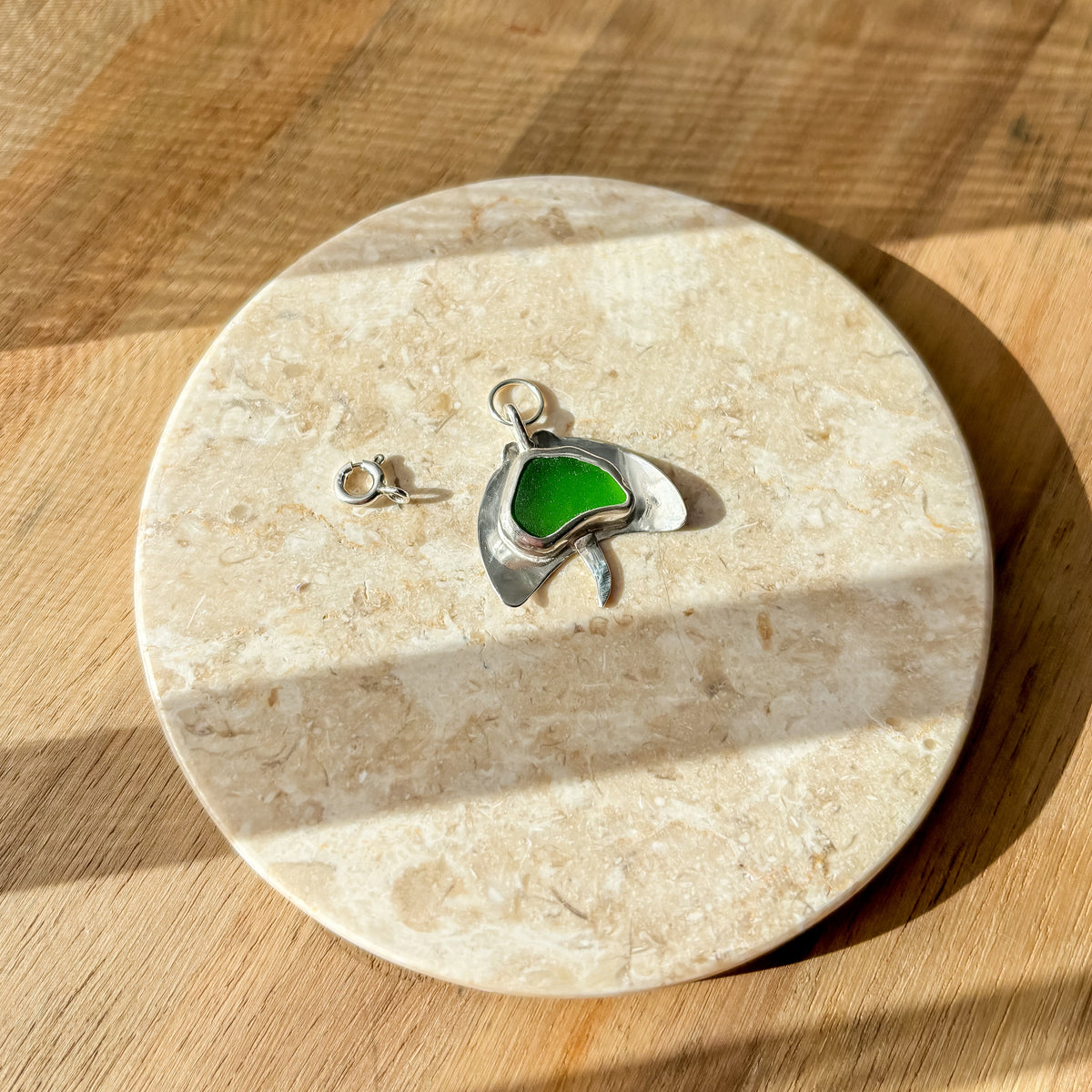 Manta ray sea glass charm