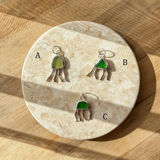 Jellyfish sea glass charms