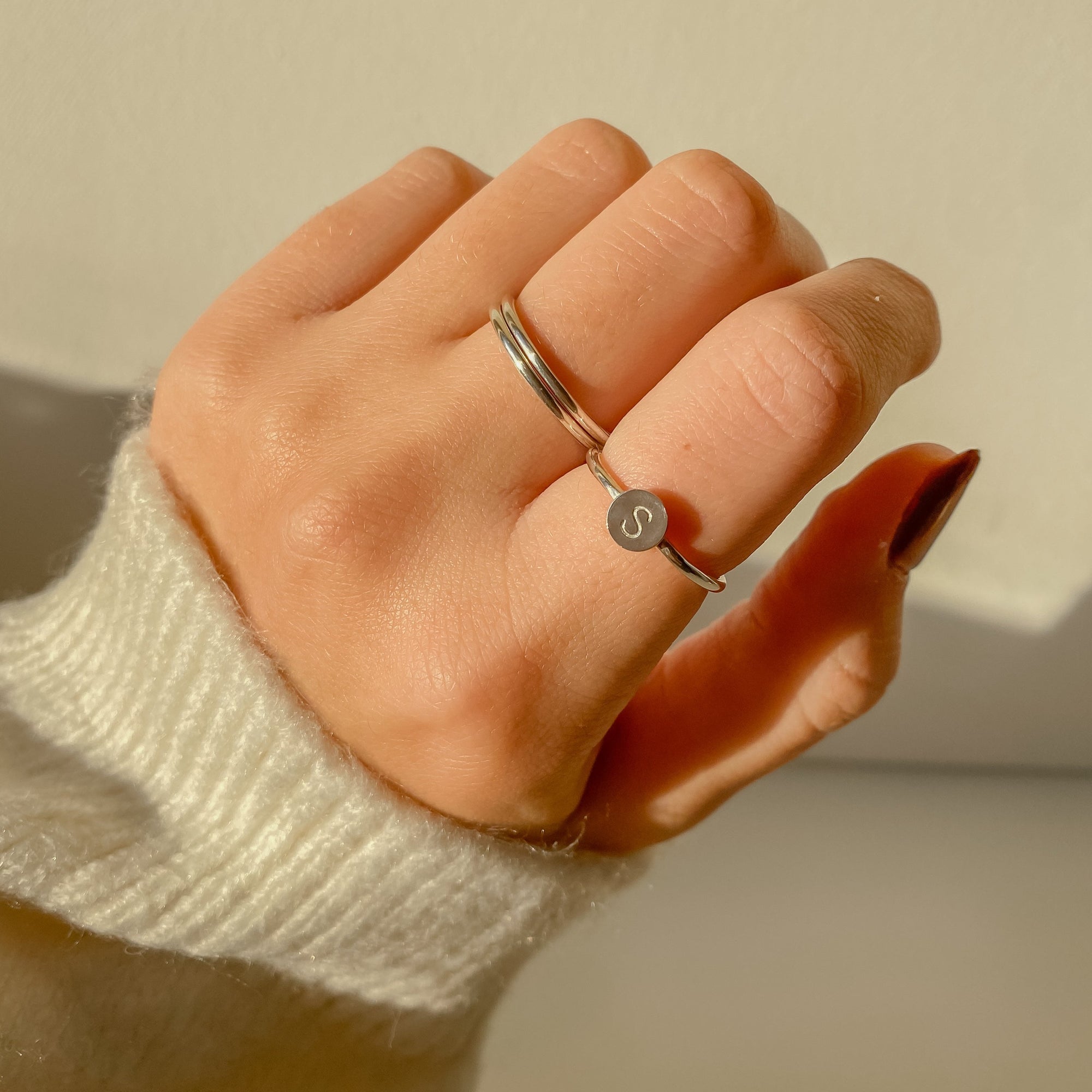 Silver ring with initial