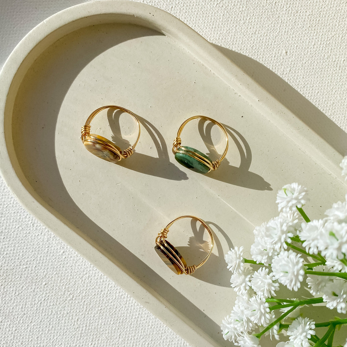 Wire ring with oval stone
