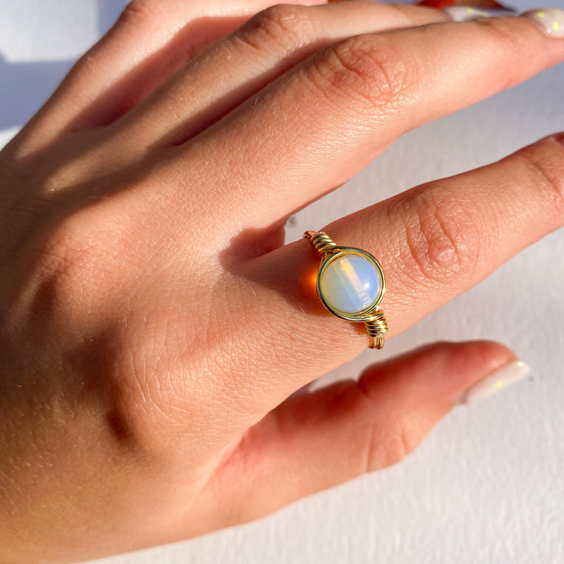 Wire ring with opalite