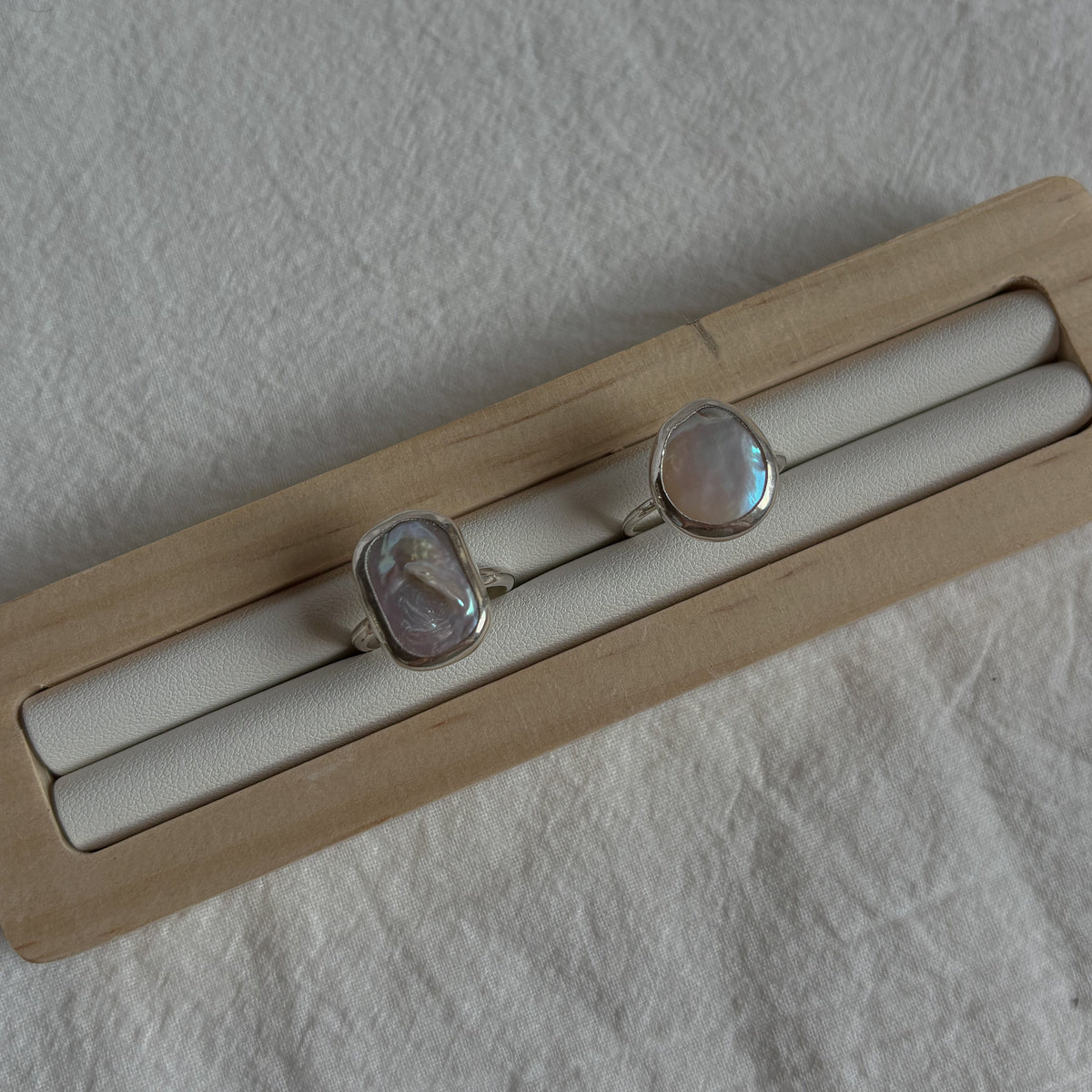 Round keshi pearl ring 18