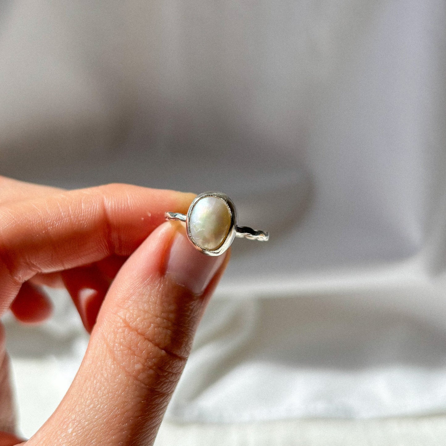 Natural pearl ring 18