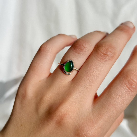 Green agate ring 16