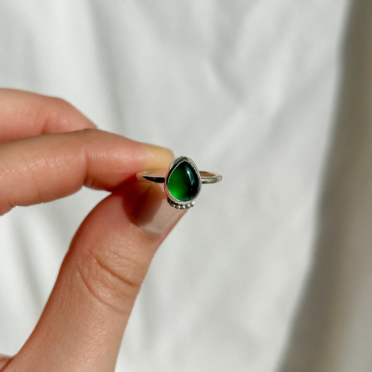 Green agate ring 16