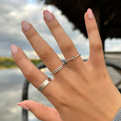 Dainty silver ring with selected stone