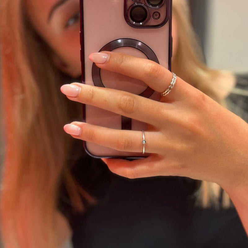 Dainty silver ring with selected stone