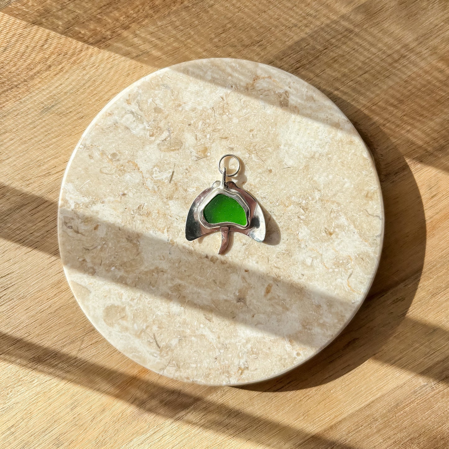 Manta ray sea glass charm