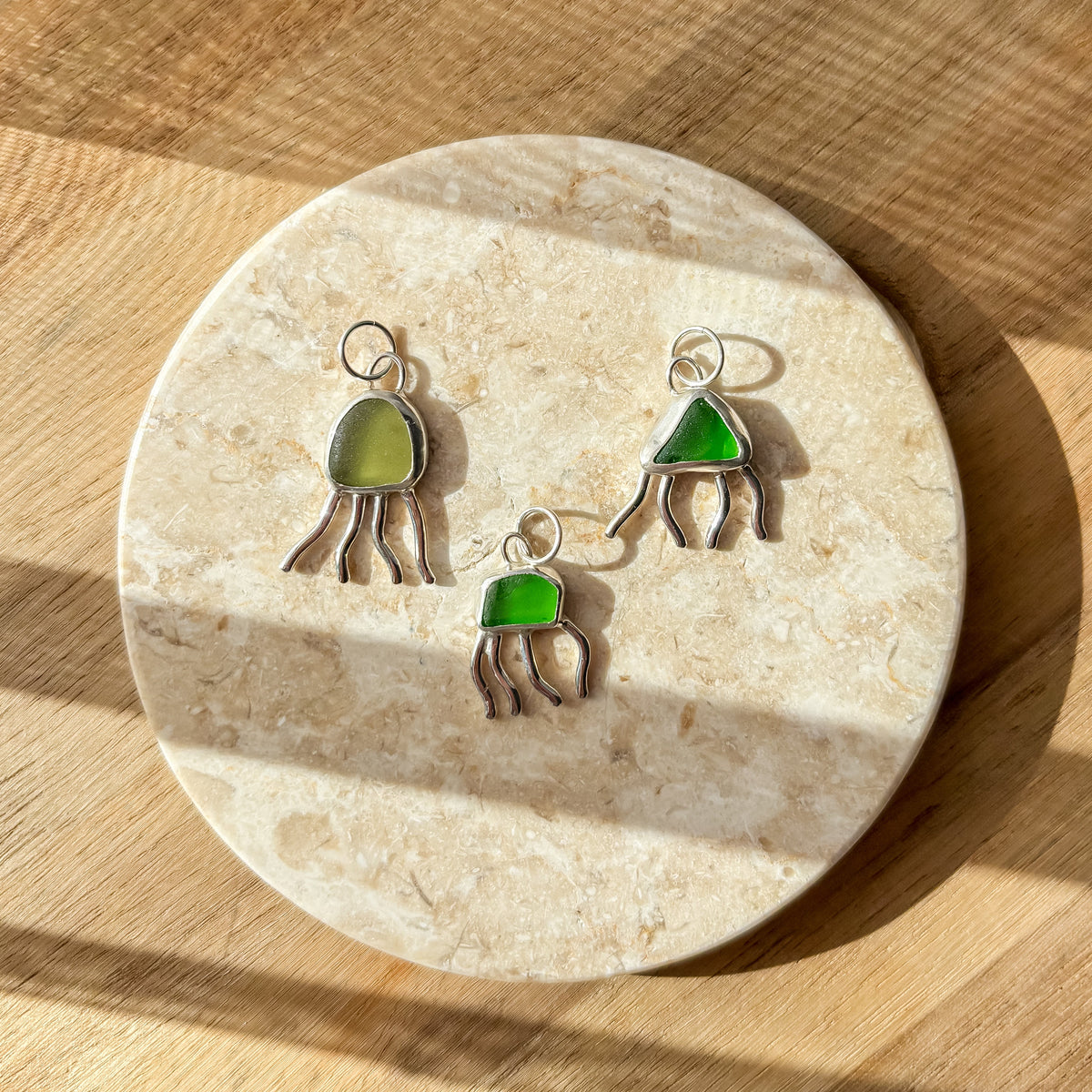 Jellyfish sea glass charms