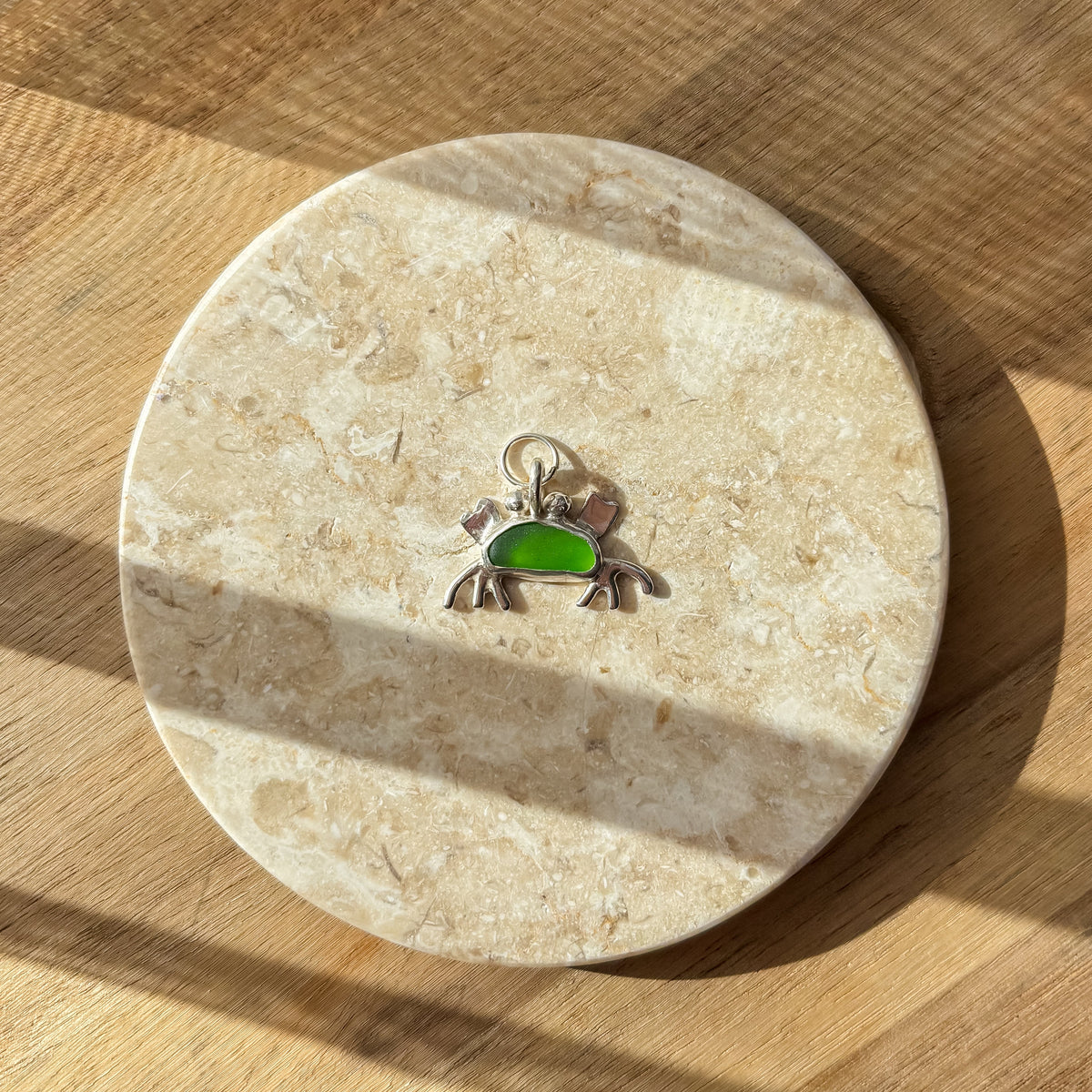 Crab sea glass charm