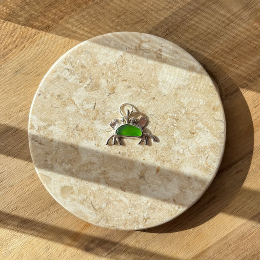 Crab sea glass charm