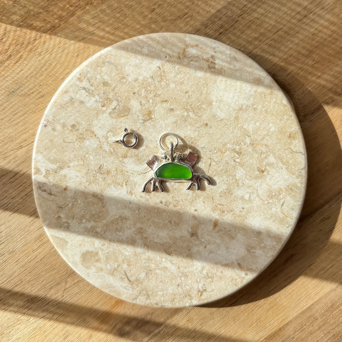 Crab sea glass charm