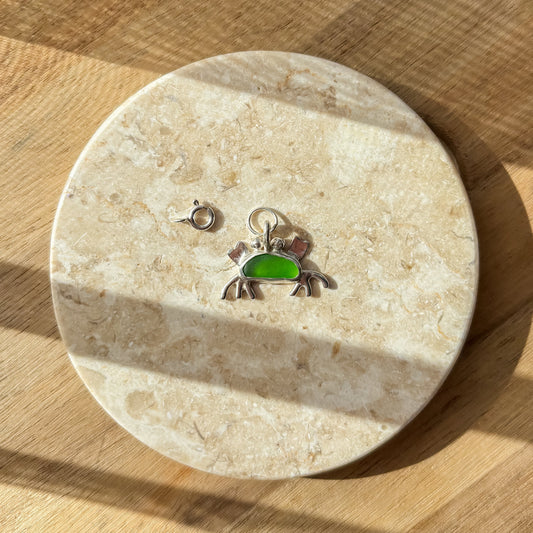 Crab sea glass charm