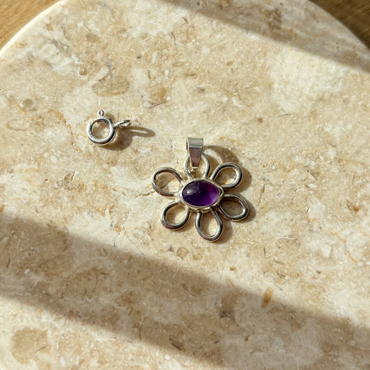 Amethyst flower charm