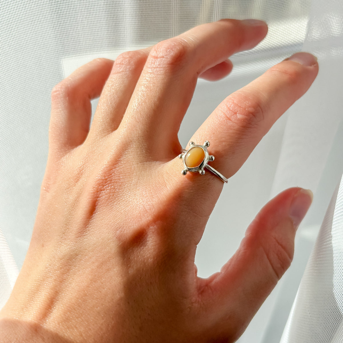 Yellow opal silver ring 17