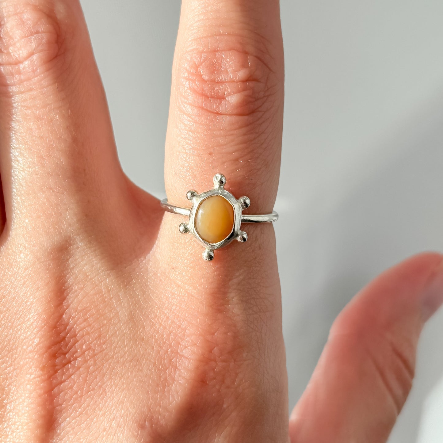 Yellow opal silver ring 17