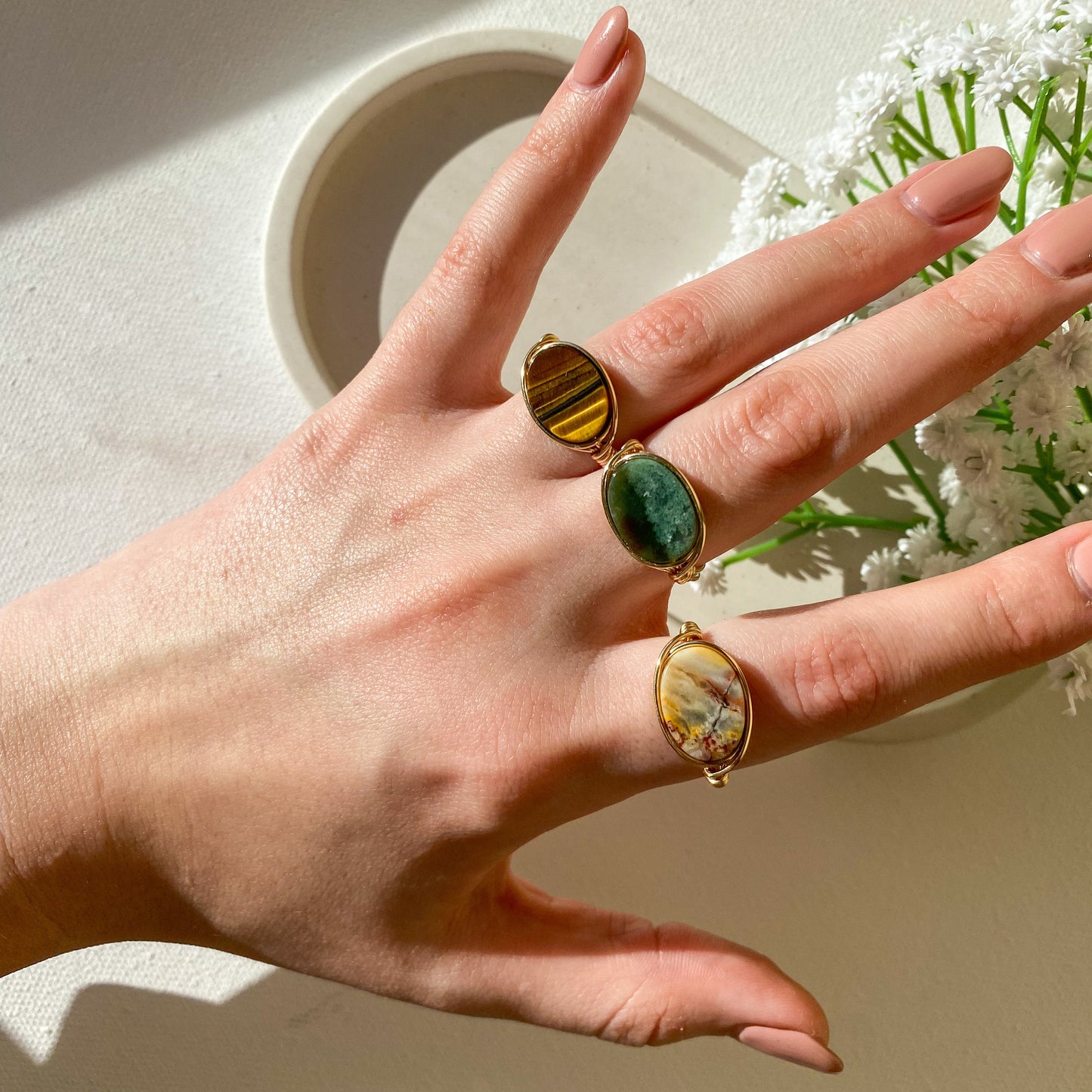 Wire ring with oval stone
