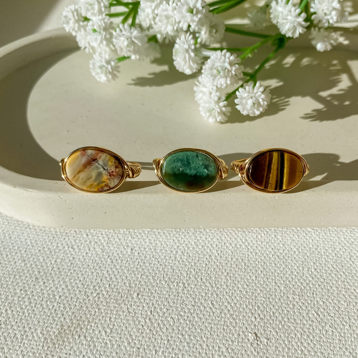 Wire ring with oval stone