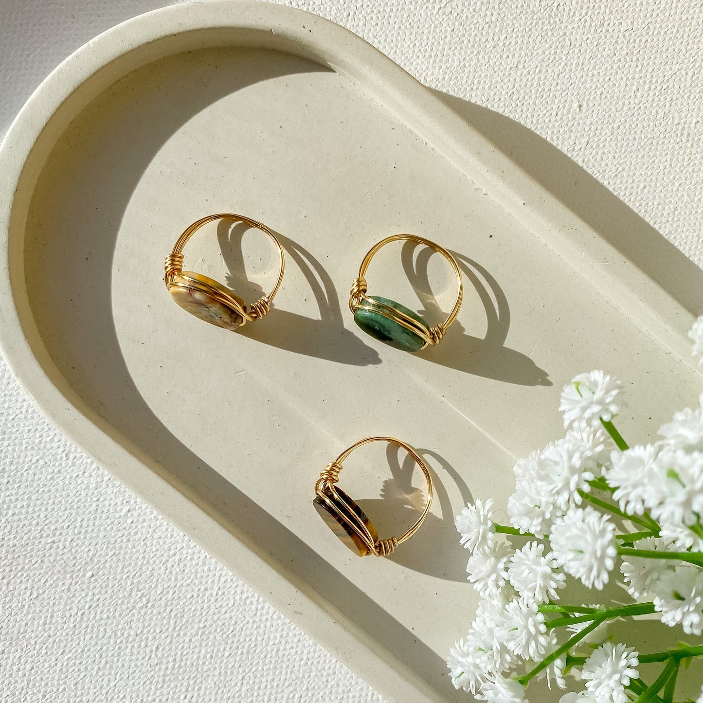 Wire ring with oval stone