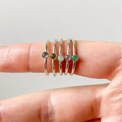 Dainty silver ring with selected stone