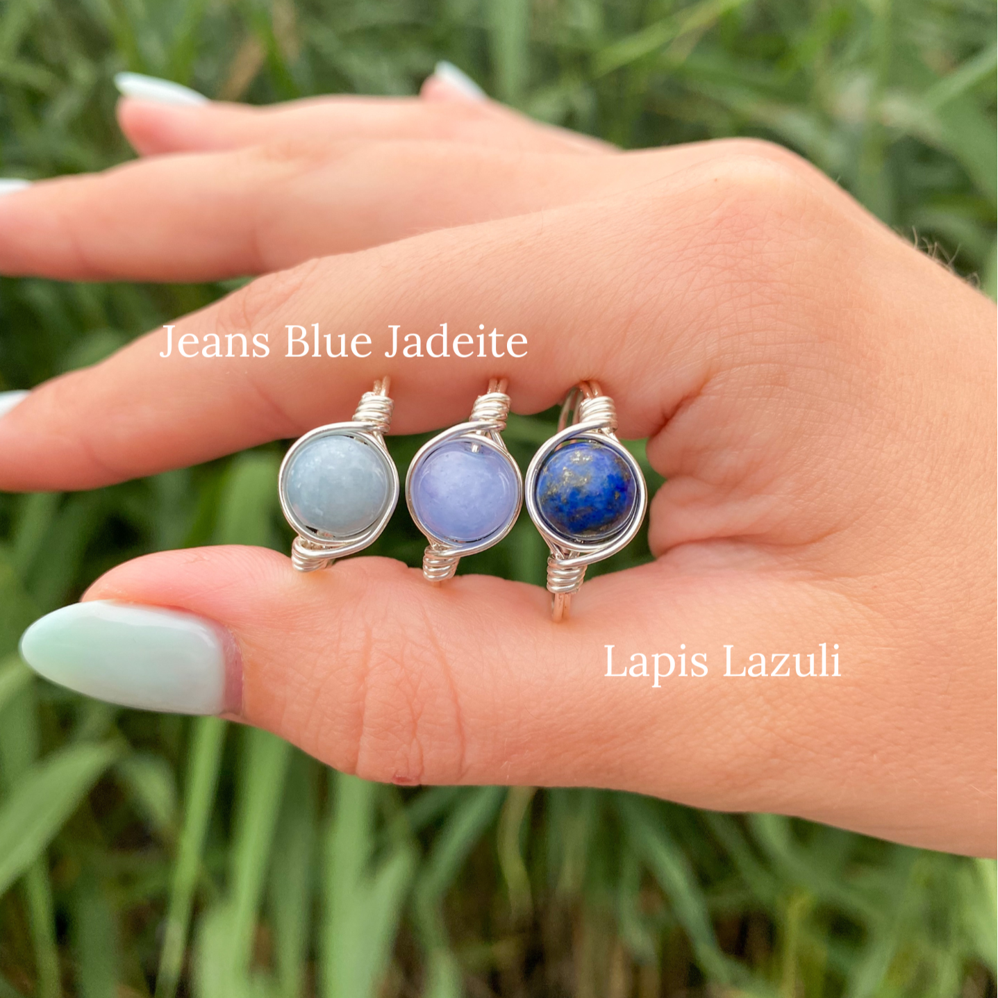 Wire ring with selected stone