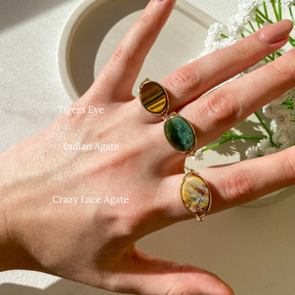 Wire ring with oval stone