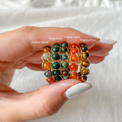 Braided wire ring with selected stone